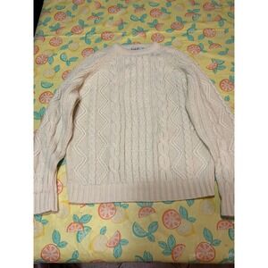 Vintage Mens Astor One Cable Knit Sweater Large Cream Raglan Fisherman Chunky